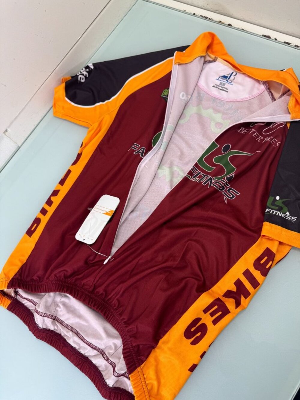 New Cycling Jersey Shirt Top Mens Large L Short Sleeve "Family Fitness" NWT